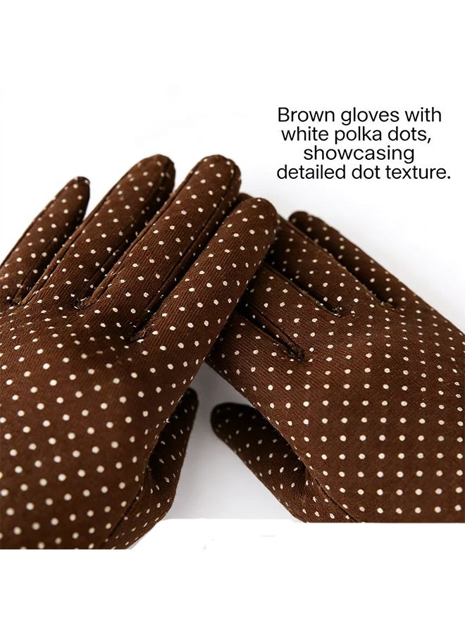 واي جيه قفازات نسائية مقاومة للتجمد، عصرية، جميلة ورقيقة، قفازات ركوب الدراجة في الهواء الطلق، قفازات للشاشة اللمسية، قفازات القيادة الشتوية، باللون البني - Image 2